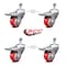 Service Caster 3.5 Inch Red Polyurethane Swivel 1/2 Inch Stem Caster Set with Total Lock Brake SCC-TSTTL20S3514-PPUB-RED-121315-4 - alternate 2